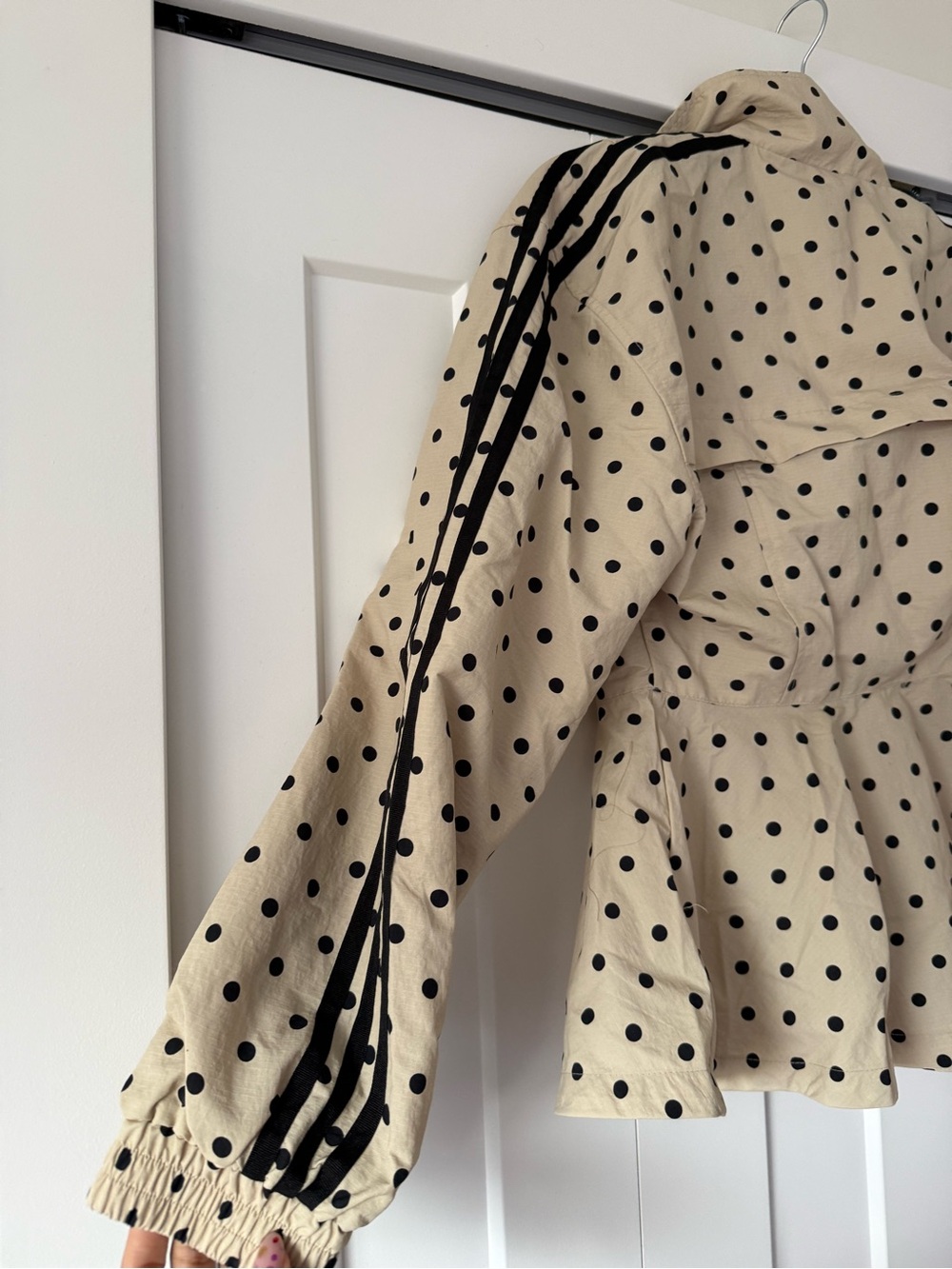 adidas Originals x ASOS regular fit polka dot track jacket in stone Size Small - Picture 6 of 11